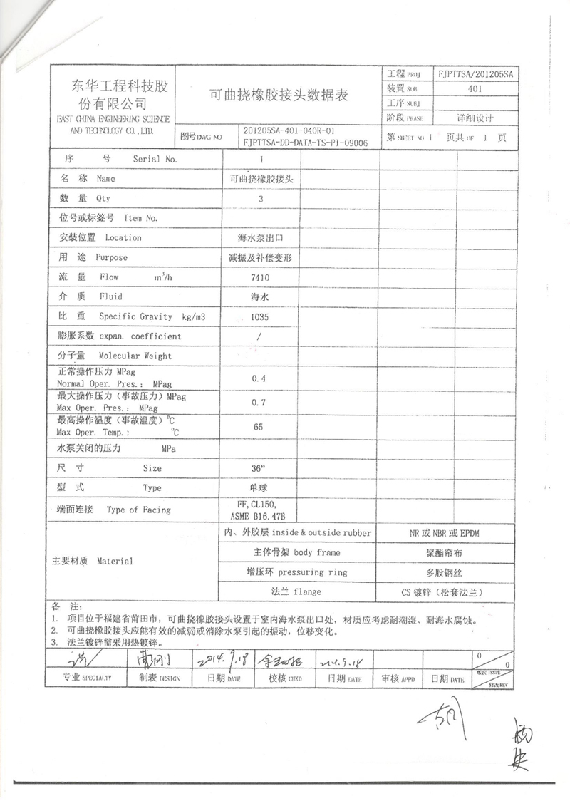 【福建LNG站線項目】新增外輸系統可撓橡膠接頭采辦合同 福建LNG站線橡膠接頭,新增外輸系統橡膠接頭,可撓橡膠接頭采辦合同